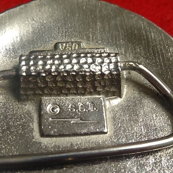 Vintage Turquoise & Coral Eagle Southwestern Silver Tone Metal Handcrafted Sign - Picture 6 of 9